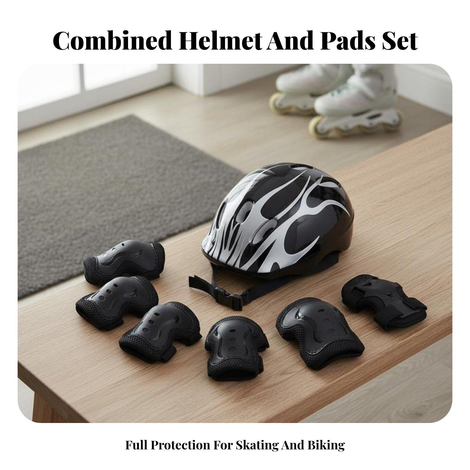 Scooter Helmet Set - 子供用ヘルメットと膝肘手首保護具セット 多目的フォームパッド入り 子供用ローラースケートギア スクーター用