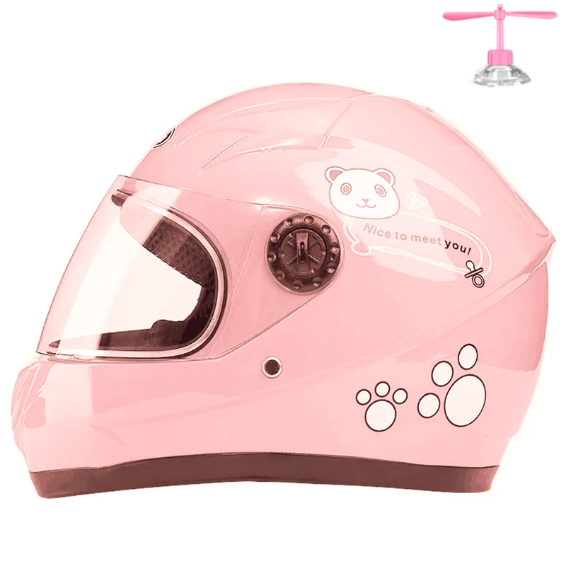 Scooter Helmet Set - 子供用オートバイヘルメット 3-9歳 フルシェルバイクスクーター安全帽子 女の子用 かわいい漫画デザイン ベビーヘッドギア