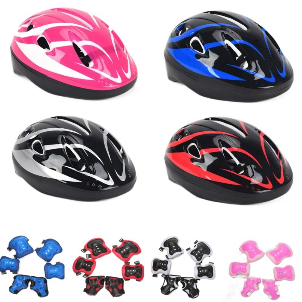 Scooter Helmet Set - 子供用の膝と肘のパッド、リストガード、スポーツ保護具、スクーター、スケートボード、スケート、サイクリング、安全セット、男の子、女の子、4〜12歳