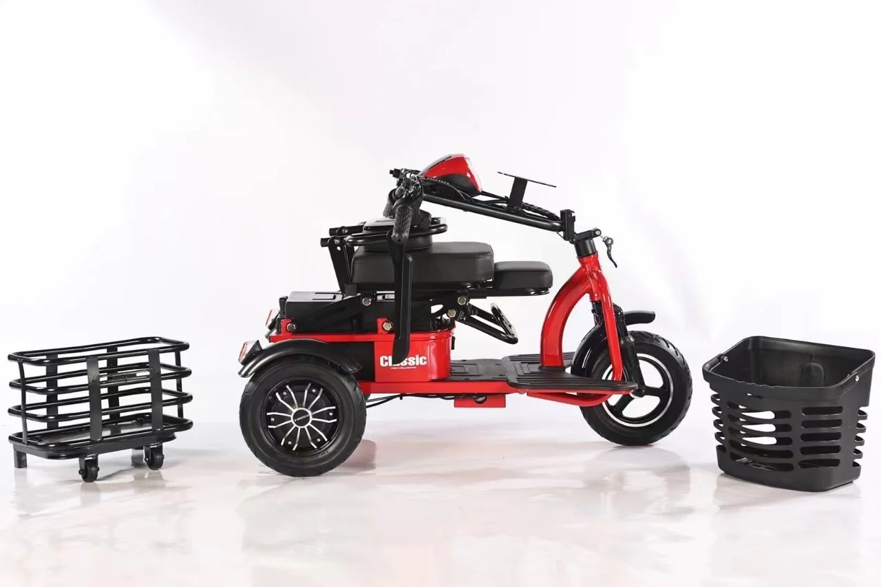 Electric Scooter 500W - 男女兼用折りたたみ式電動三輪車500Wモビリティスクーター親子バイク高齢者向けウォーキングショッピングカート