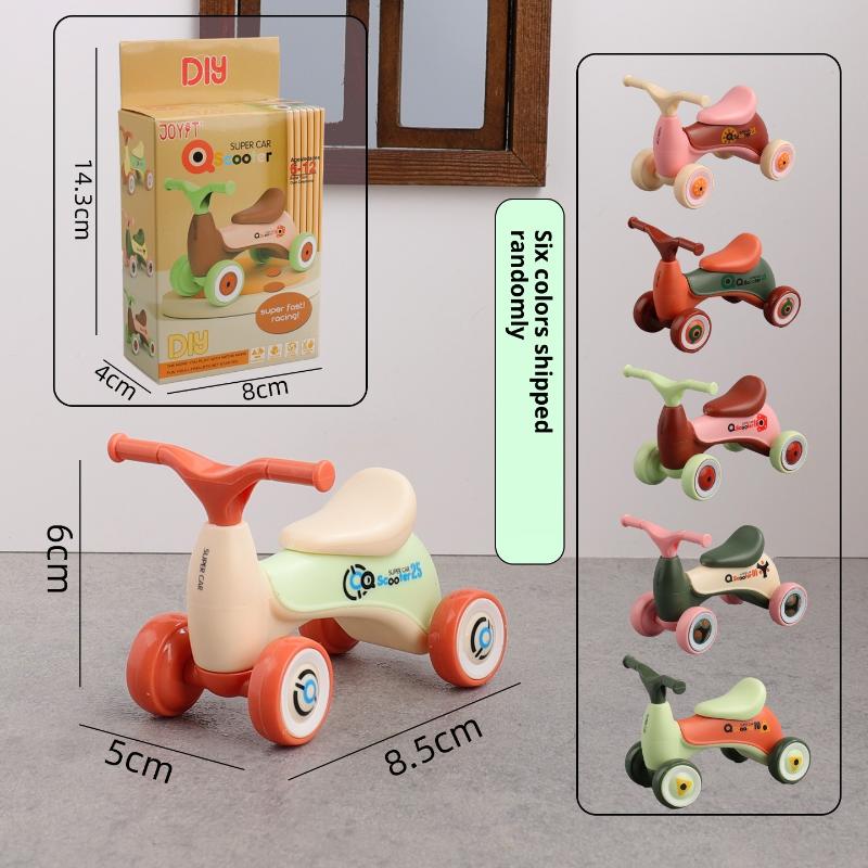 Electric Scooter - 1 個シミュレーションミニかわいい子供用バランスカー四輪ベビースライディングスクーター装飾品クリエイティブアセンブリ子供用車のおもちゃギフト
