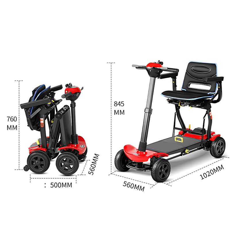 新製品 自動折りたたみ式 軽量 四輪 高齢者・障害者向け電動 - Folding Electric Scooter のレビューと価格