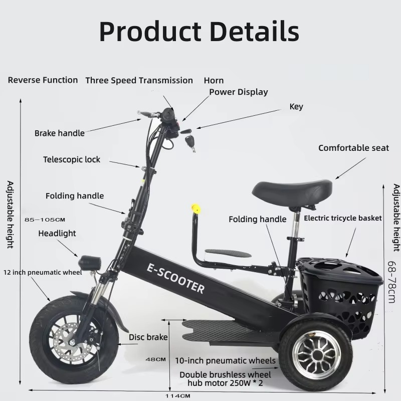 【2026】3輪2人乗り折りたたみ式電動スクーター防水仕様大 - Folding Electric Scooter のレビューと価格