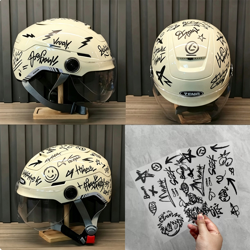 2枚組 パンクグラフィティ バイクヘルメットステッカーセット - Scooter Helmet Set のレビューと価格